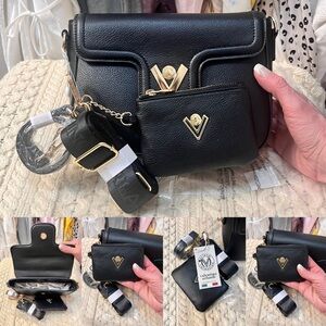 Valentino Black Leather Bag with Gold Details